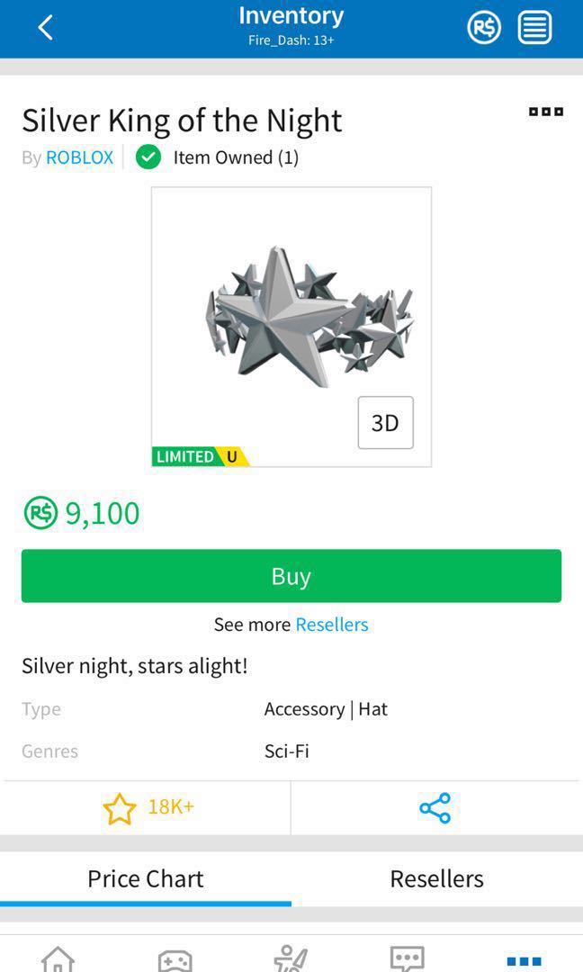 Roblox Silver King Of The Night Toys Games Video Gaming Others On Carousell - king hat roblox