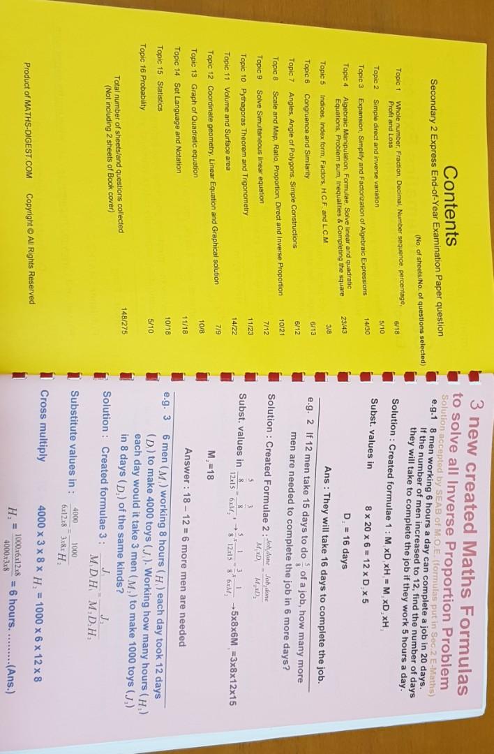Sec 2 Maths Express SA2 challenging questions, Hobbies & Toys, Books ...