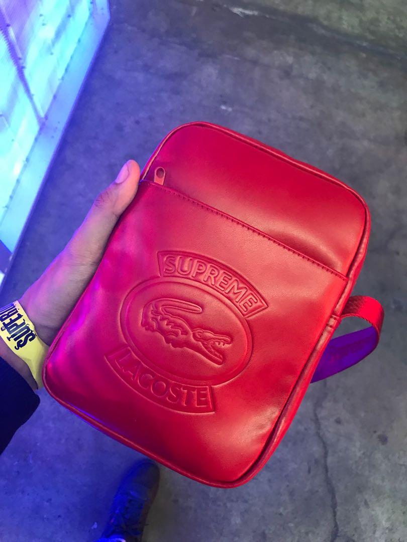Supreme lacoste bag red on sale