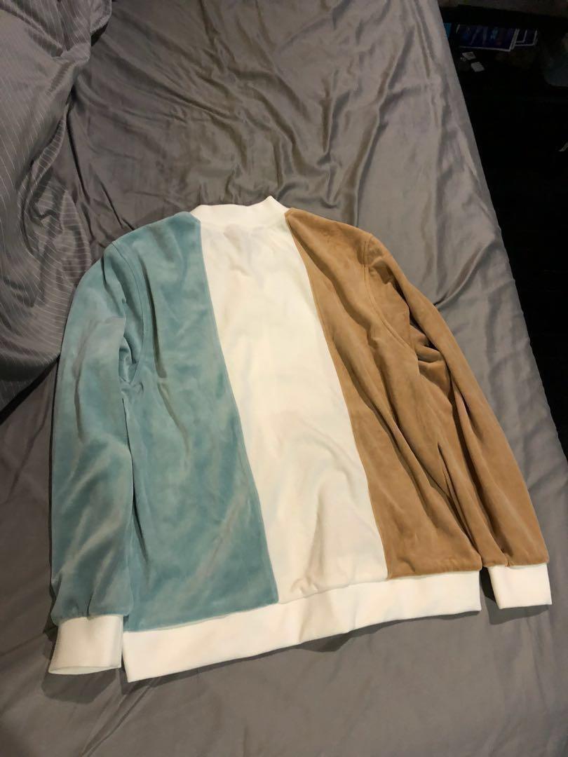 Supreme Zip Up Velour Sweatshirt Jacket Tan Size M Men S Fashion Clothes Outerwear On Carousell