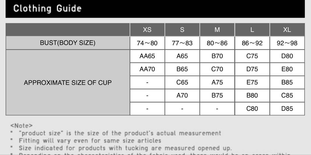 Uniqlo Wireless Bra Size Chart