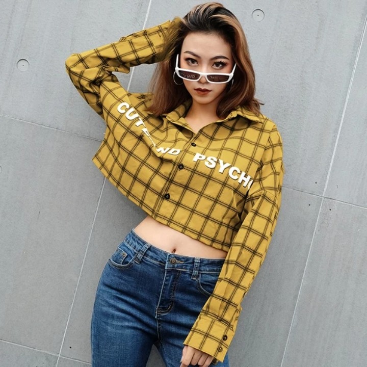 Yellow checkered tube online top