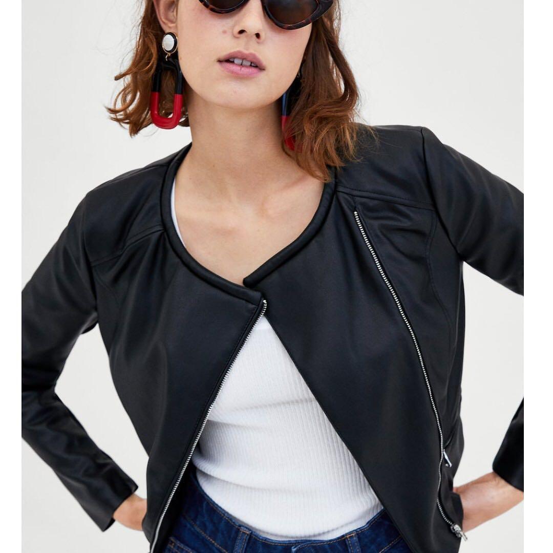 zara women's faux leather jacket