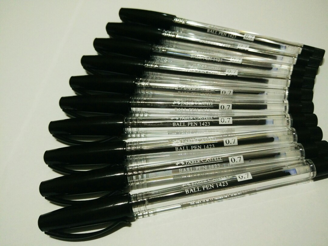 10 Pcs Of Faber Castell Ball Pen 1423 0 7mm Black Ink Books Stationery Stationery On Carousell