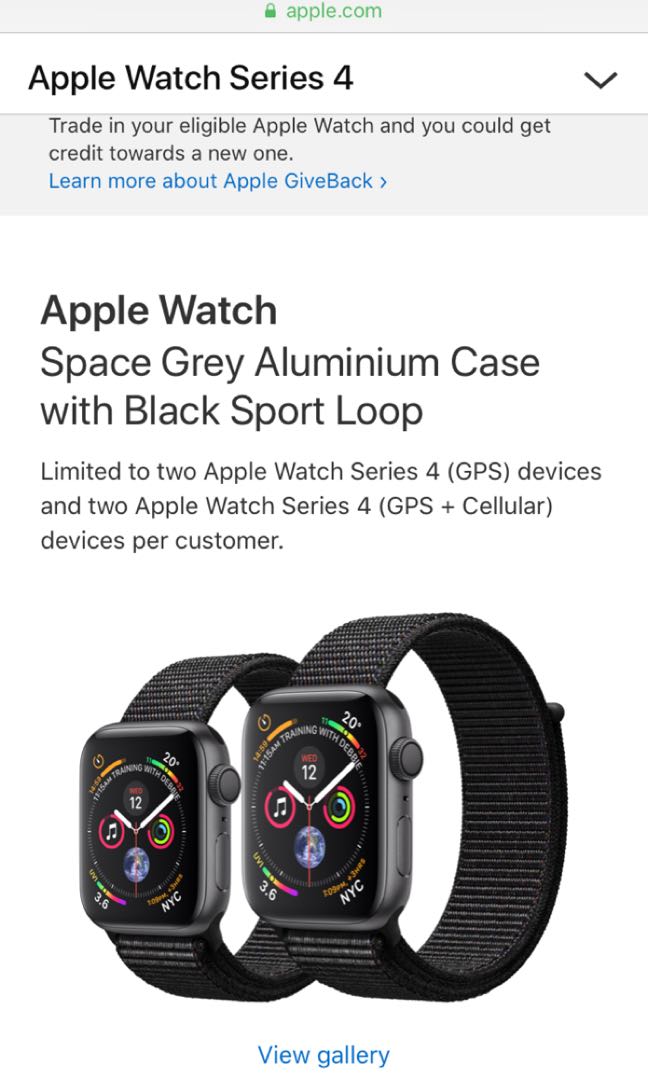 apple watch series 4 space grey aluminium case with black sport loop