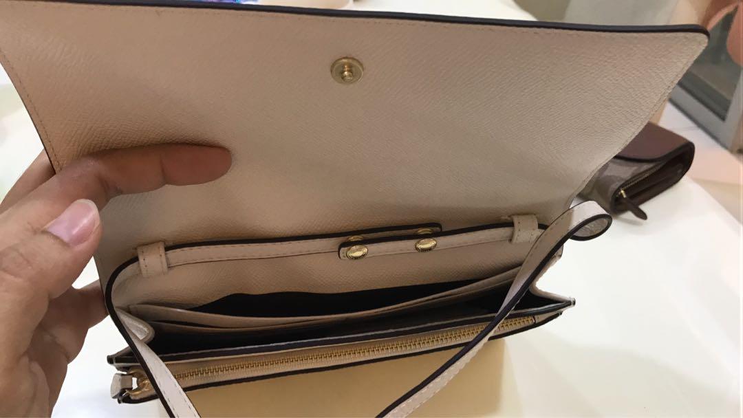 Authentic Coach Foldover Crossbody Clutch Chalk F30256