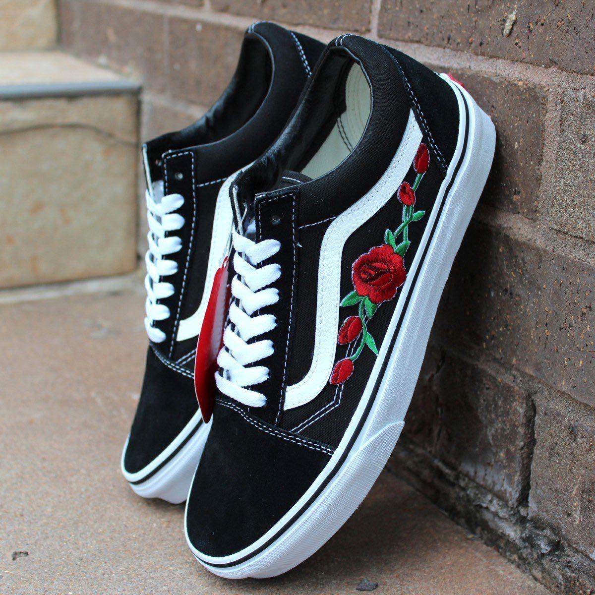 AUTHENTIC VANS rose embroidered old 