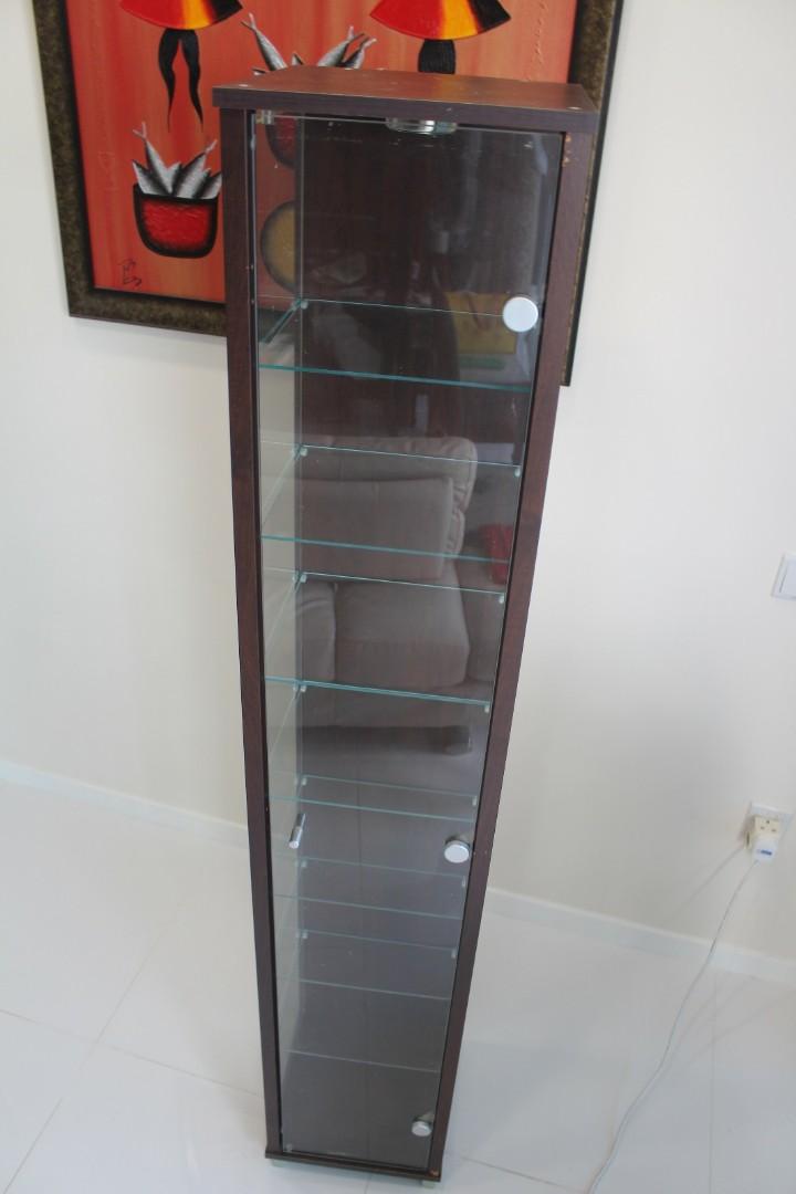 Beautiful Tall Glass Display Cabinet Furniture Shelves Drawers