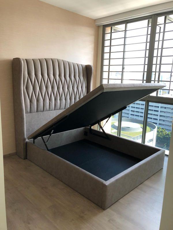 Bed Frame PMB brand new queen size storage bed frame, Furniture
