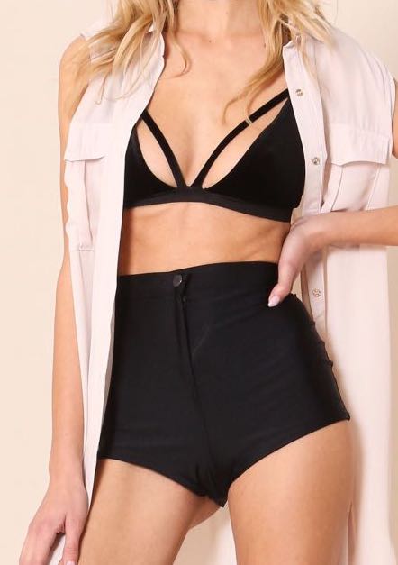 black high waisted disco shorts