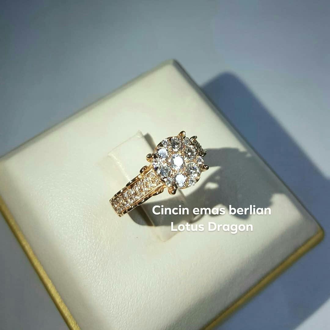 Cincin Emas Berlian Lotus Dragon Barang Mewah Aksesoris Di Carousell