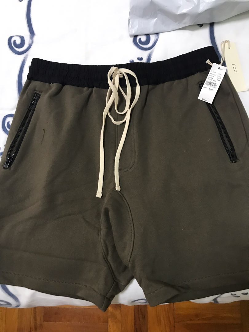 Fear of god fog essentials drawstring sweat shorts silver sage online