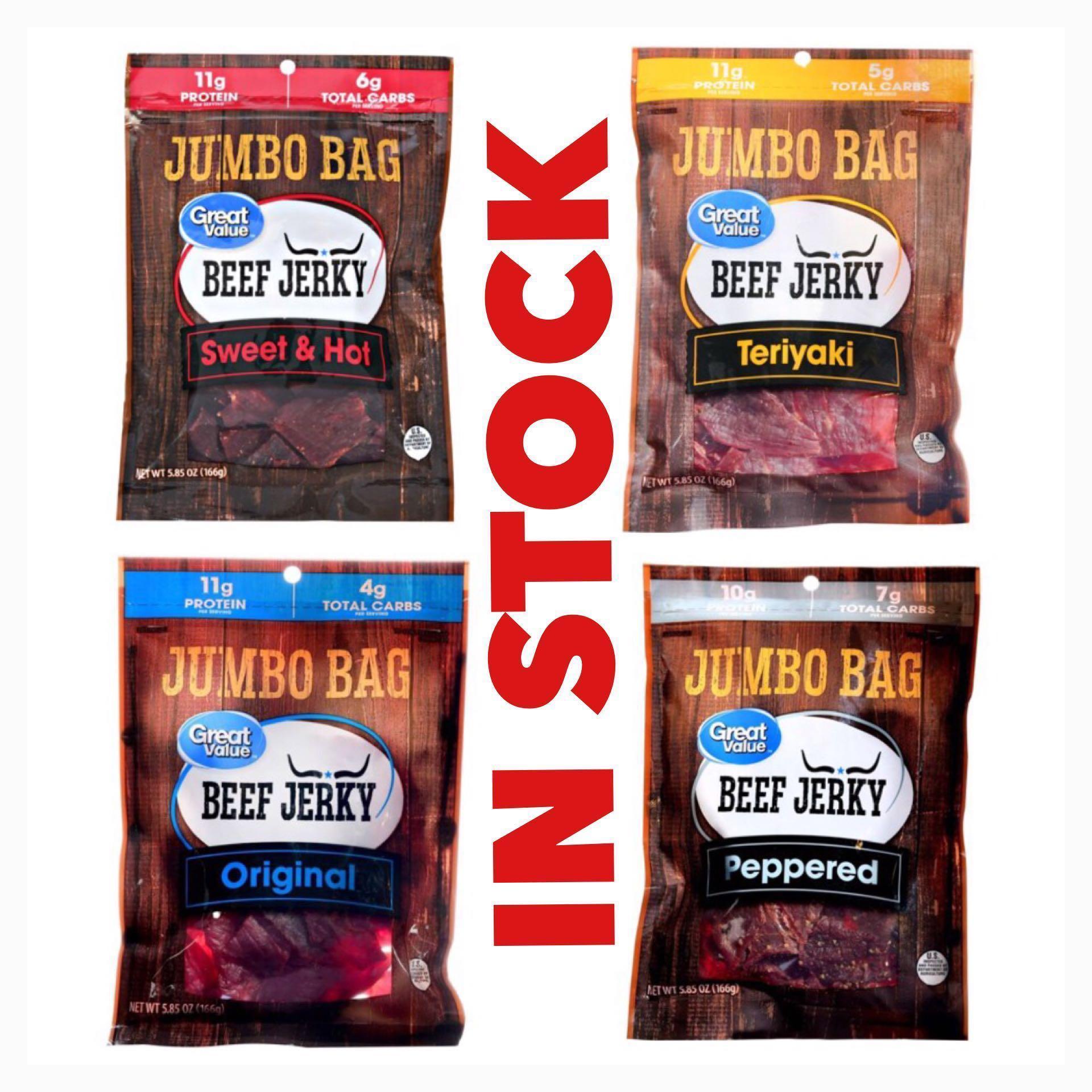 Great Value Beef Jerky 5.85oz/165.84gram per pack , Food & Drinks