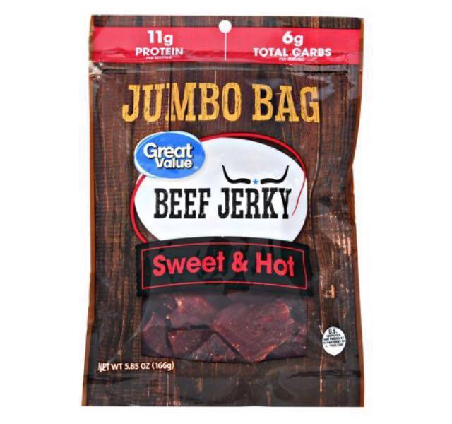 Great Value Beef Jerky 5.85oz/165.84gram per pack , Food & Drinks