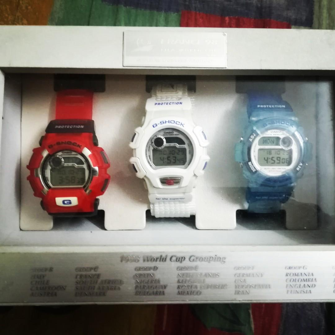 G SHOCK ORIGINAL JAPAN LIMITED EDITION FIFA WORLD CUP 1998 FRANCE COMBO SET WITH DISPLAY BOX