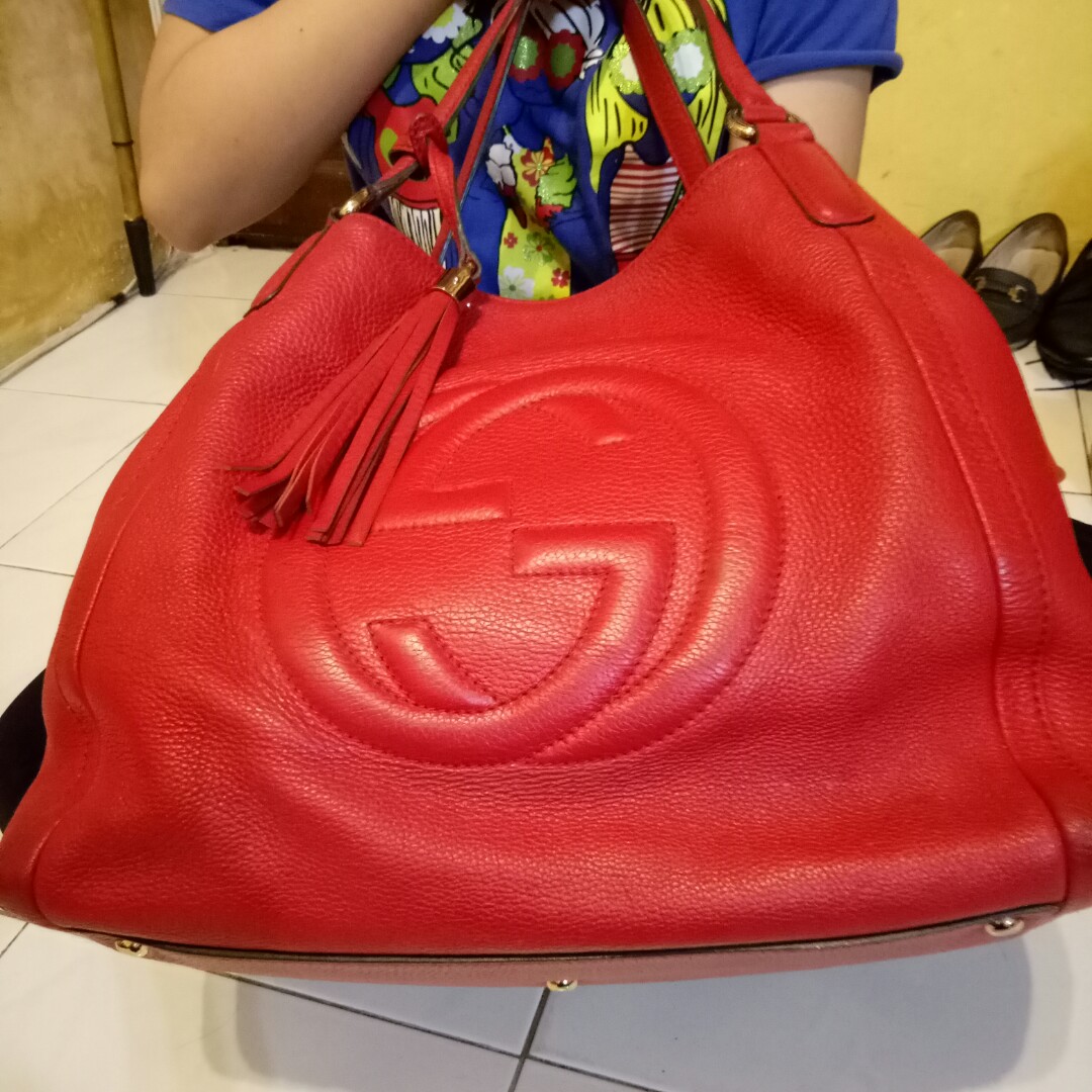 Gucci large red soho shoulder bag top