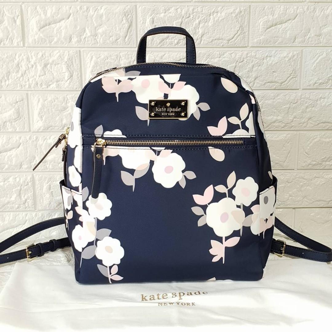 Kate Spade Blake Ave Floral Print Backpack - Navy Blue, Women's Fashion,  Bags & Wallets, Backpacks on Carousell