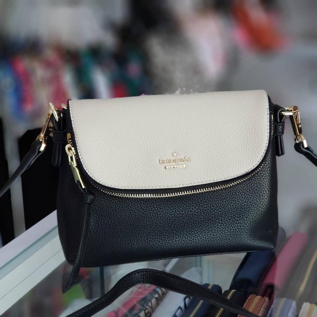 Kate Spade Harlyn Pebble Leather Crossbody Bag Black Beige Women s Fashion Bags Wallets Cross body Bags on Carousell