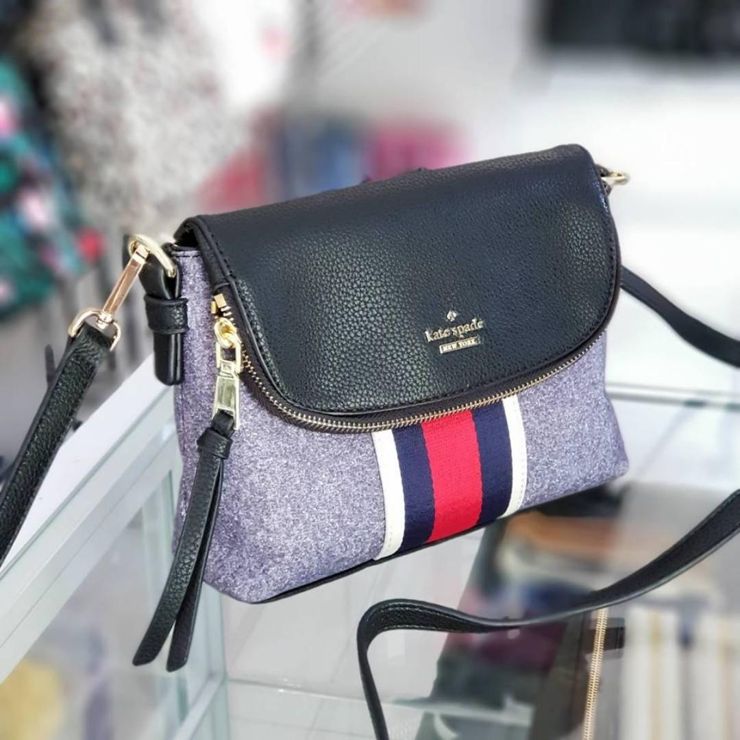 Kate Spade Harlyn Pebble Leather Crossbody Bag Black Grey