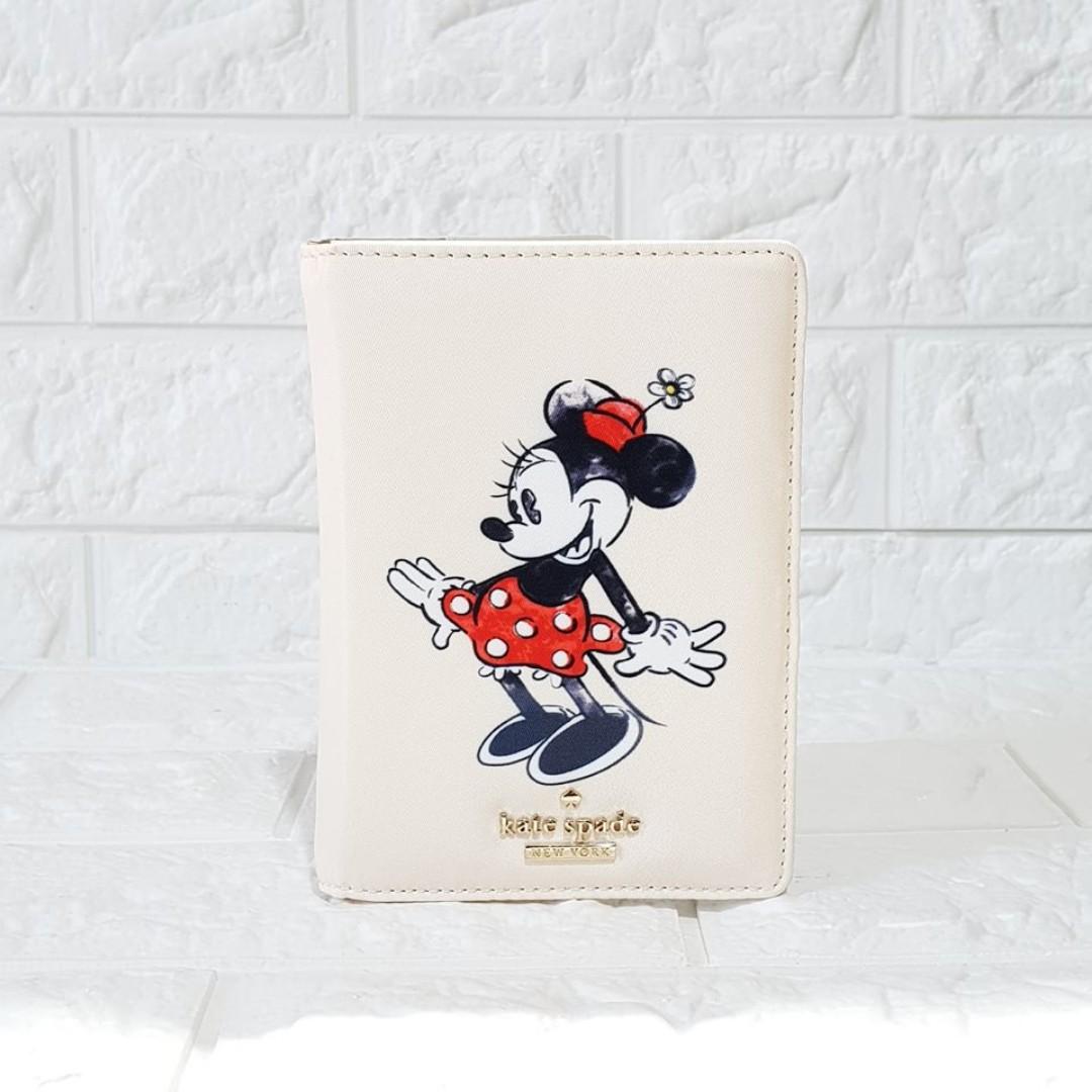 Kate Spade Lyla Minnie Mouse Passport Holder Beige, Women's Fashion