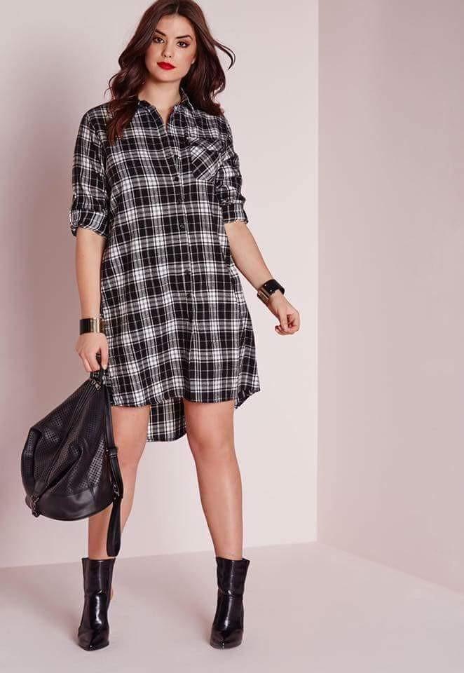 PLAID PLUS SIZE POLO DRESS Women s Fashion Dresses Sets