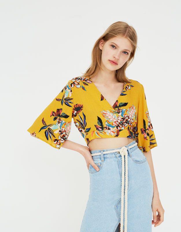 yellow wrap blouse
