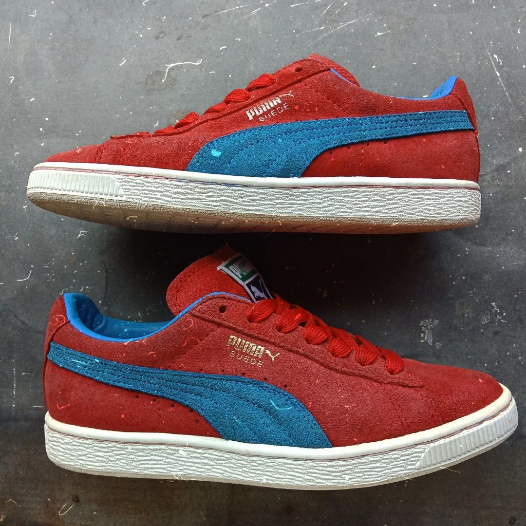 red and blue puma shoes