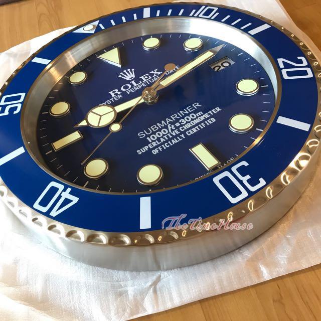 Rolex Blue Submariner Wall Clock, Furniture & Home Living, Home Decor