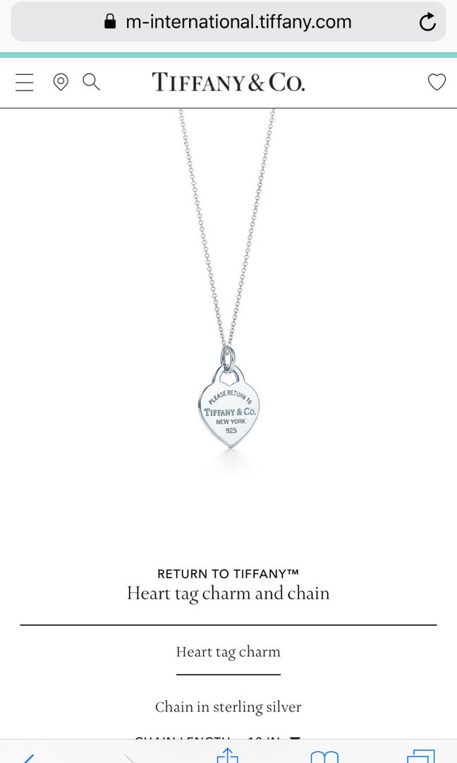 heart tag charm and chain