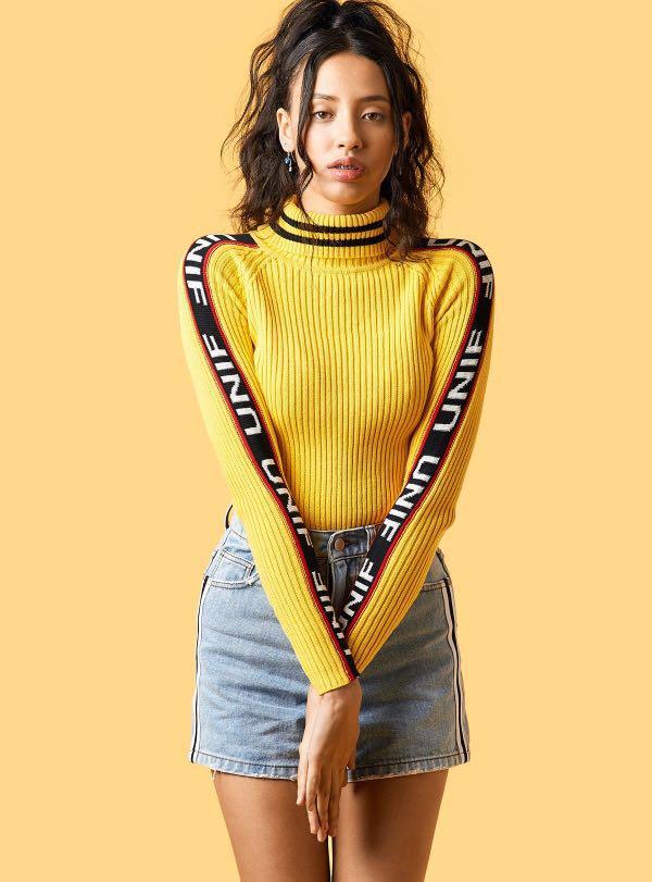UNIF BADSPORT MOCK NECK IN YELLOW Women s Fashion Clothes on Carousell