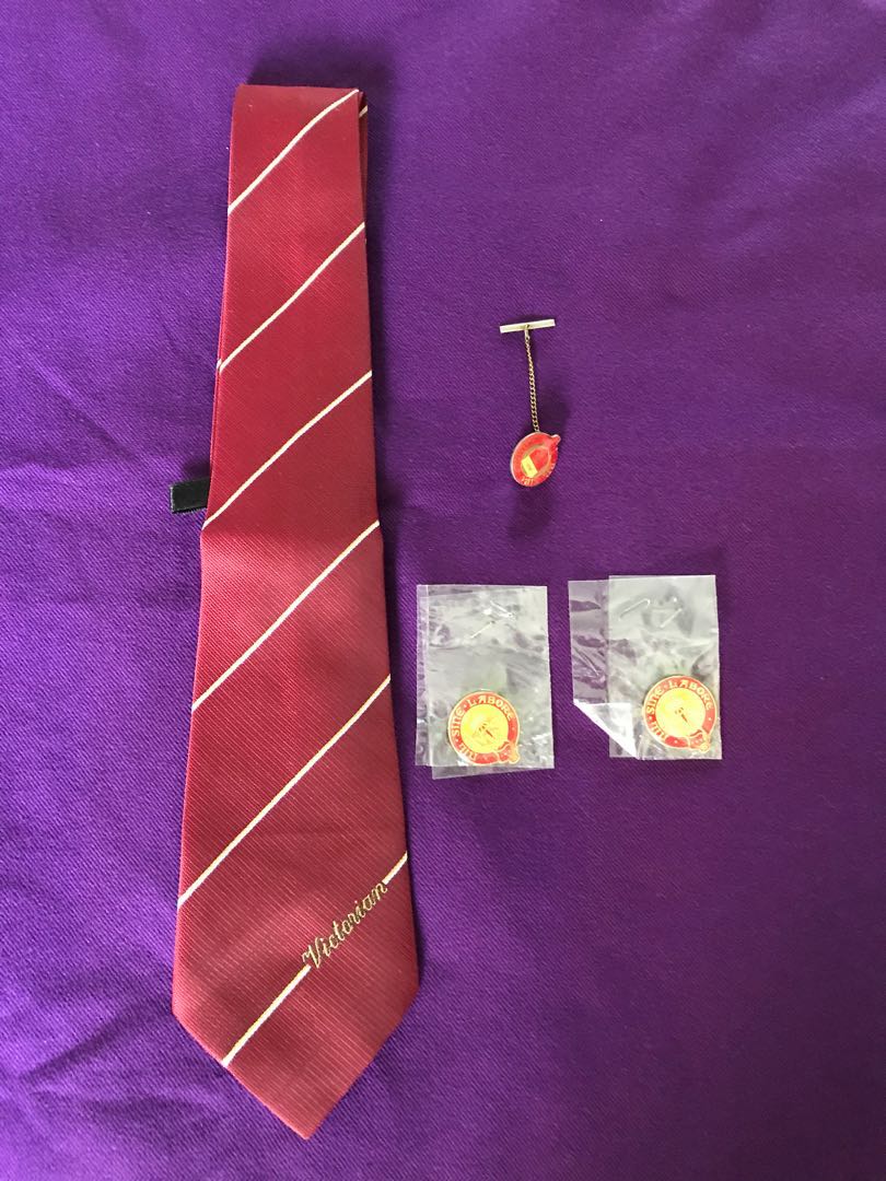 Victoria School Tie & 2 Badges, 1 VJC Tie Pin, Everything Else on Carousell