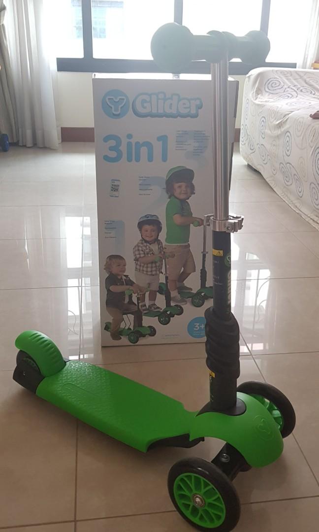 Y Glider 3 in 1 Scooter Green Colour, Babies & Kids, Toys & Walkers