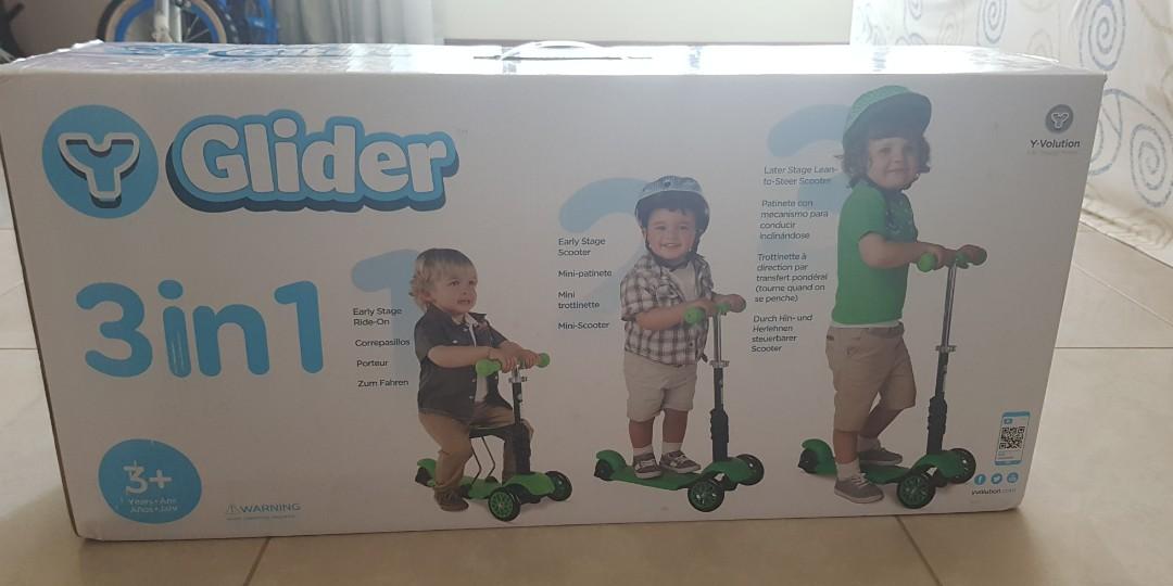 Y Glider 3 in 1 Scooter Green Colour, Babies & Kids, Toys & Walkers