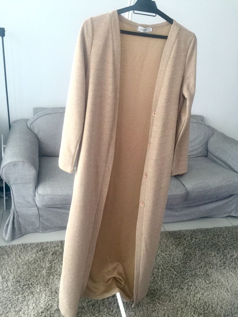 Zalia Long Cardigan in nude color 