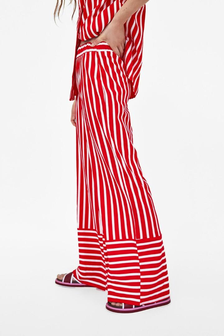 zara red striped trousers