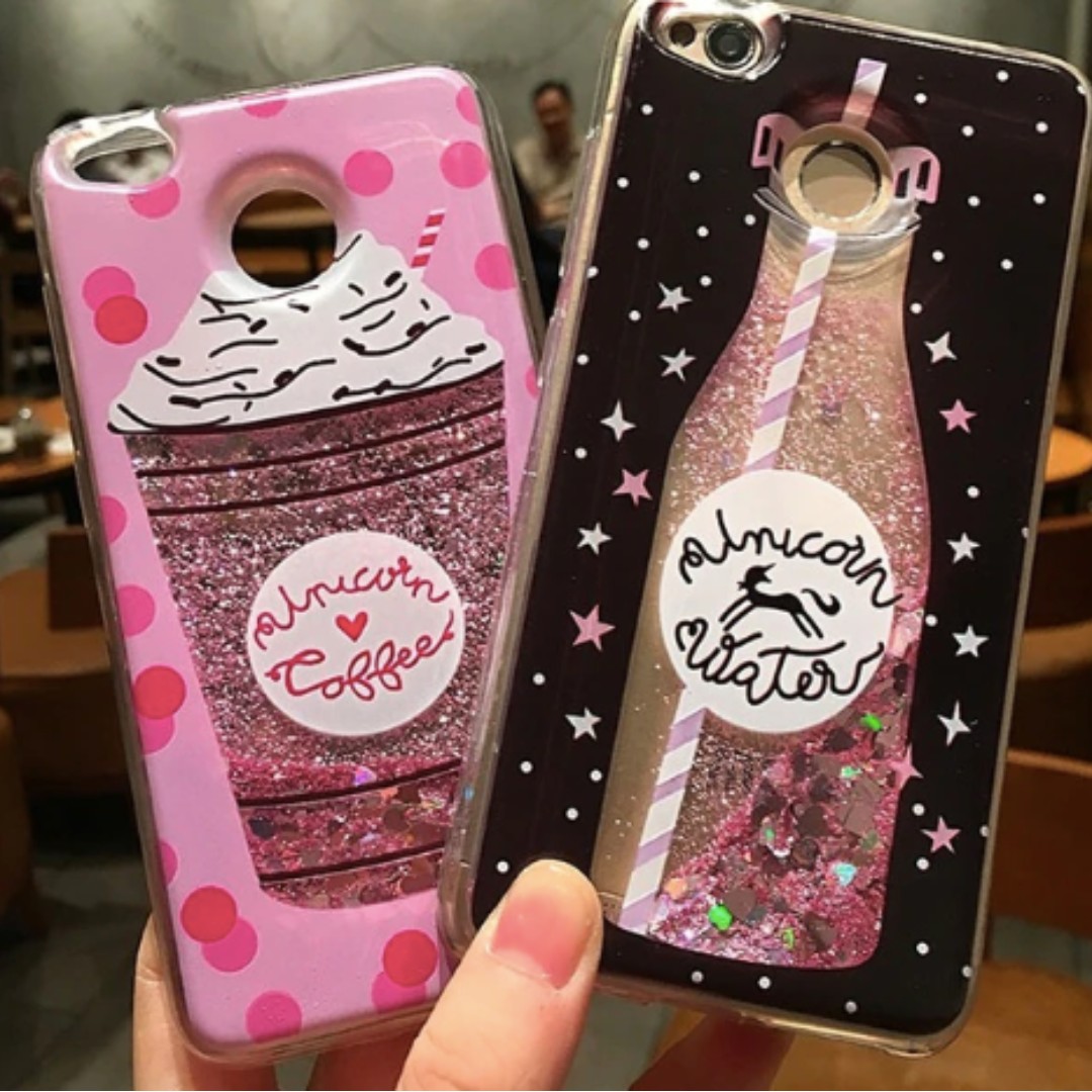 Xiaomi Liquid Glitter Unicorn Coffee Water Phone Cases