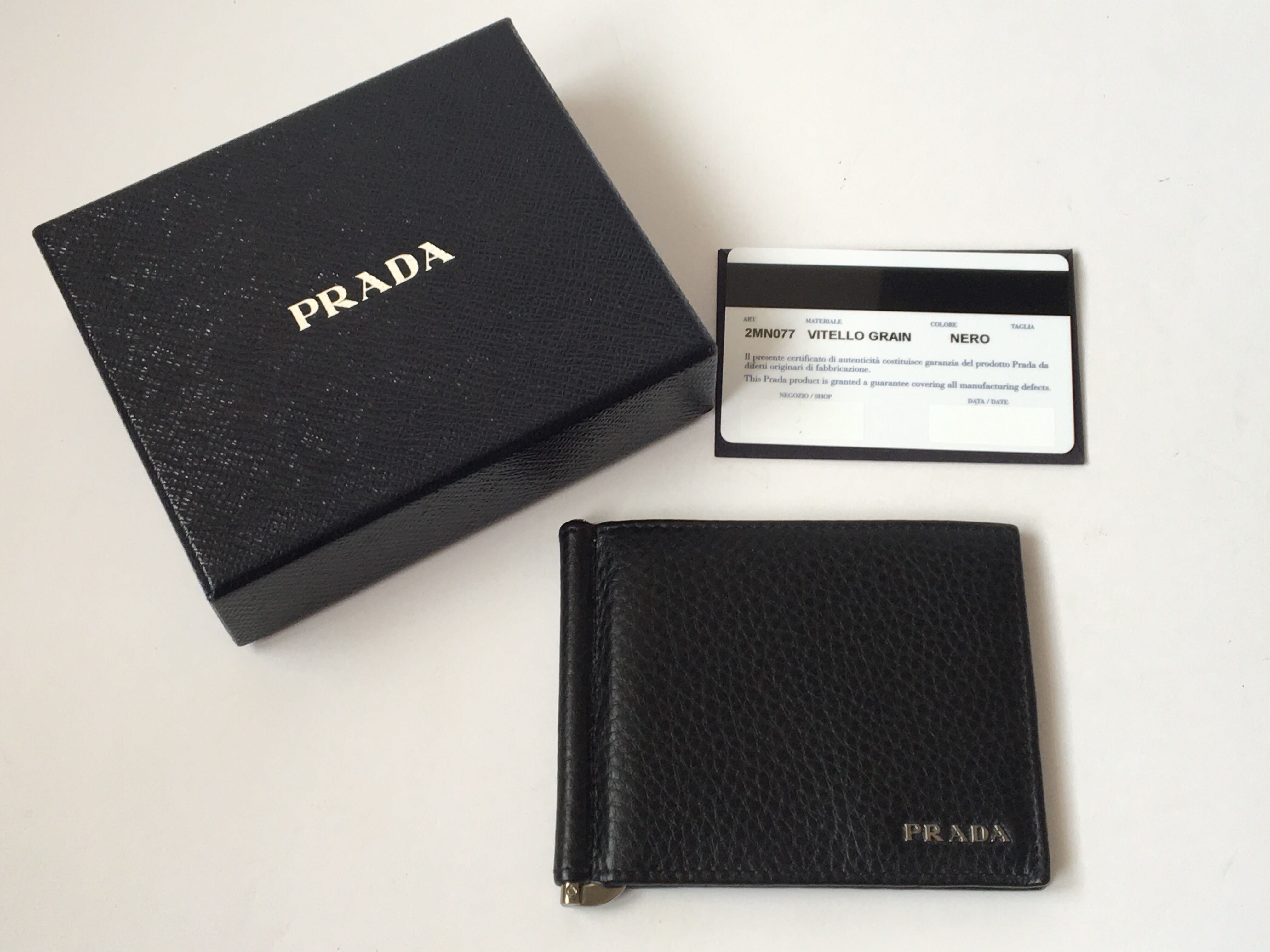 vitello grain prada wallet