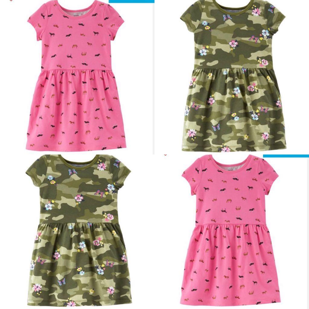 Bn Carters Toddler Girl Jersey Horse Army Camouflage Dress 2t