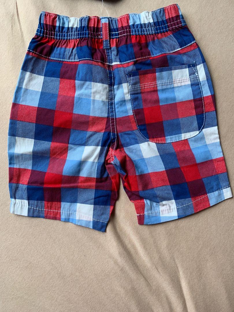 BRAND NEW UK NEXT red blue check and blue pull on short 2 pack 2