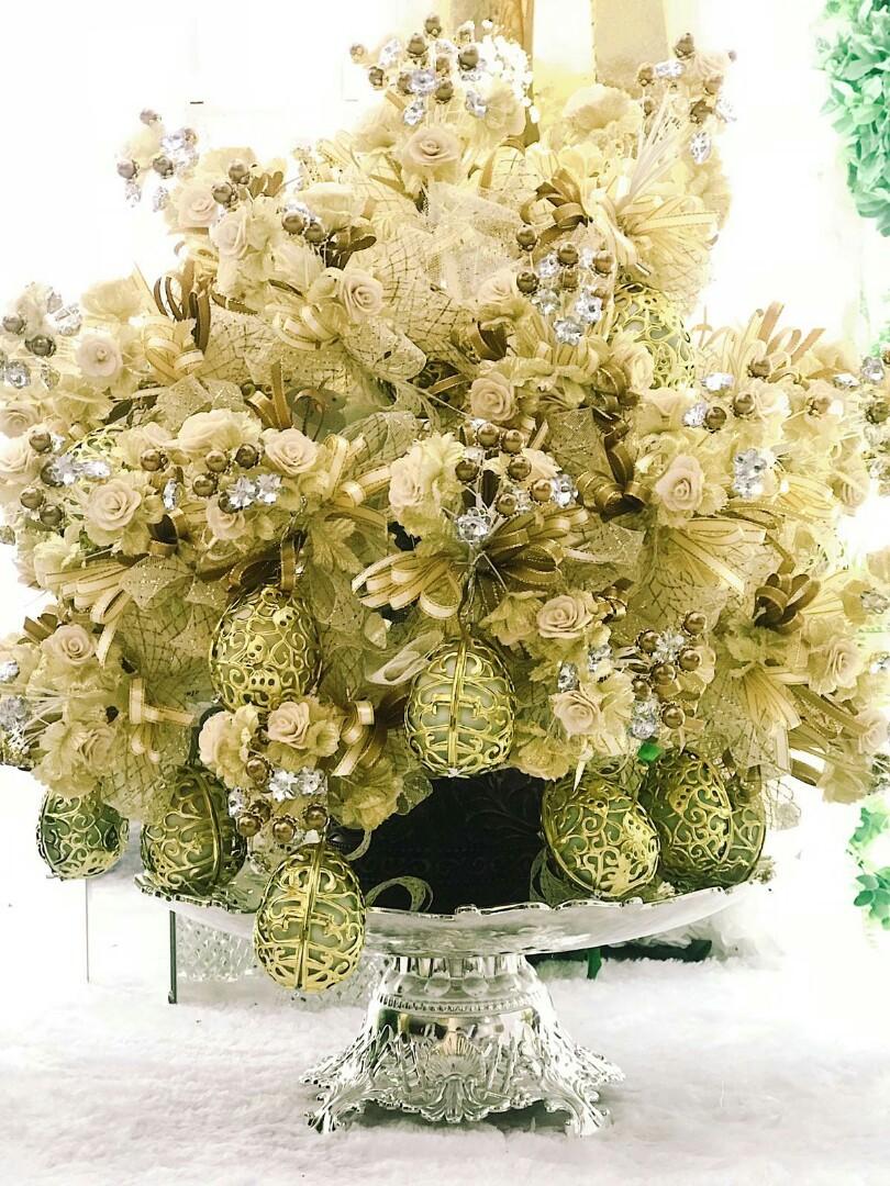  Bunga pahar  with crystal flowers premium Design Craft 