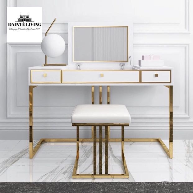 Chrome Luxury Vanity Set Includes Table And Stool Furniture Share This Listing