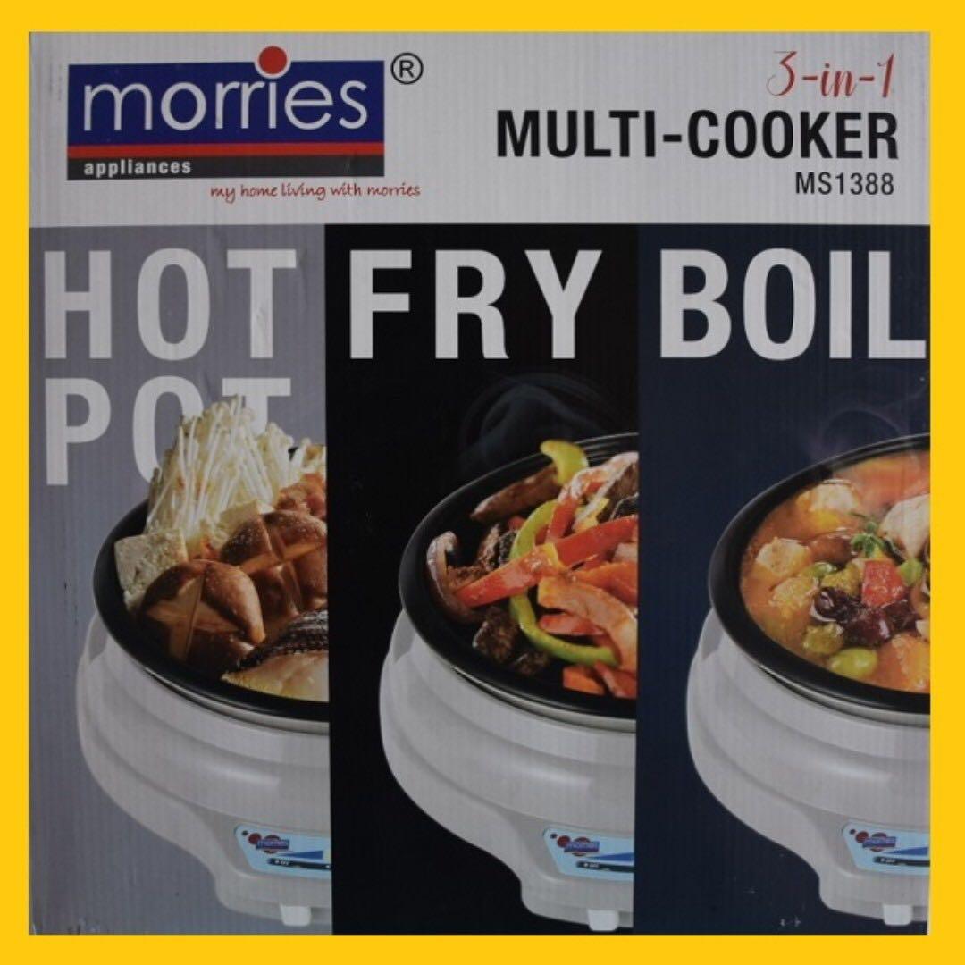 Cooker Morries Multi Cooker MS1388 3 in 1 Hot Fry Boil Pot