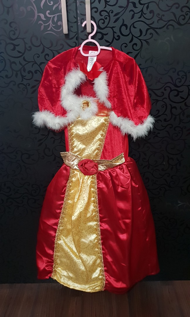 Disney Princess Christmas Belle Costume With Cape Dress Babies Kids Girls Apparel 4 To 7 Years On Carousell - roblox good outfits for christmas cloak