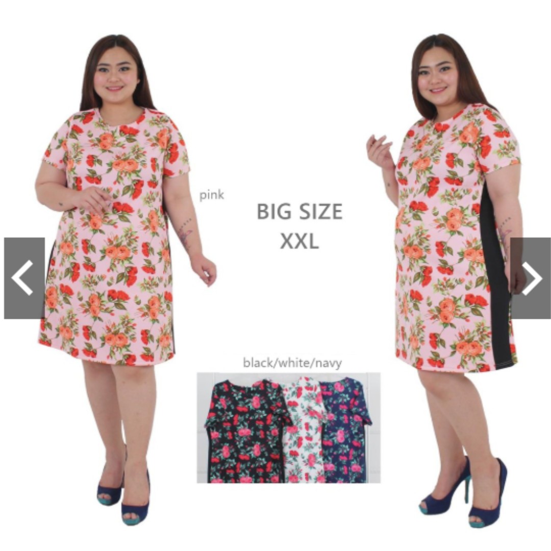 Dress Jumbo Xxl Dress Floral Big Size Dress Pesta Jumbo Dress Motif Bunga Size Besar Fesyen Wanita Pakaian Wanita Gaun Rok Di Carousell
