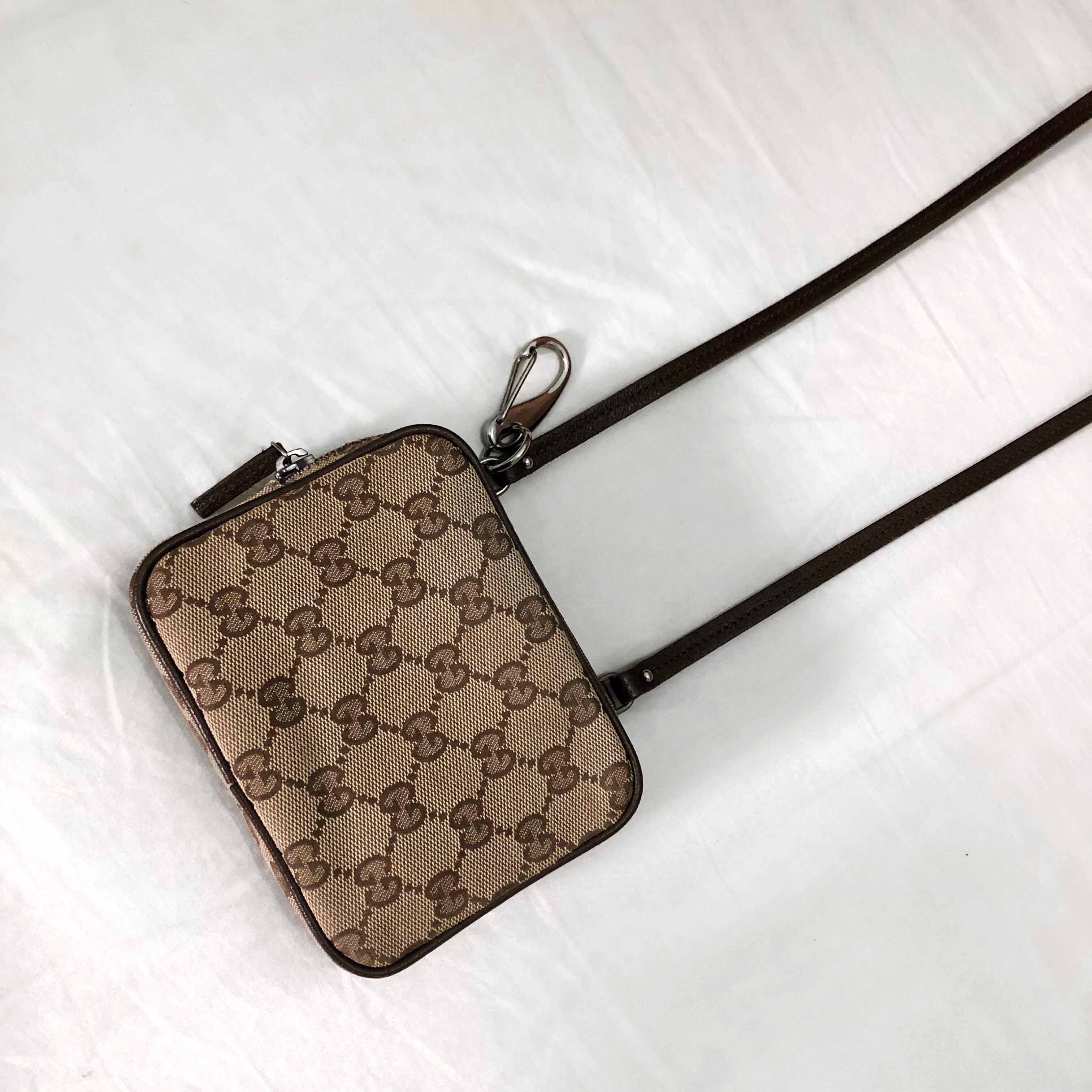 Gucci GG Canvas Brown Tracollina Sling Bag Luxury Bags Wallets