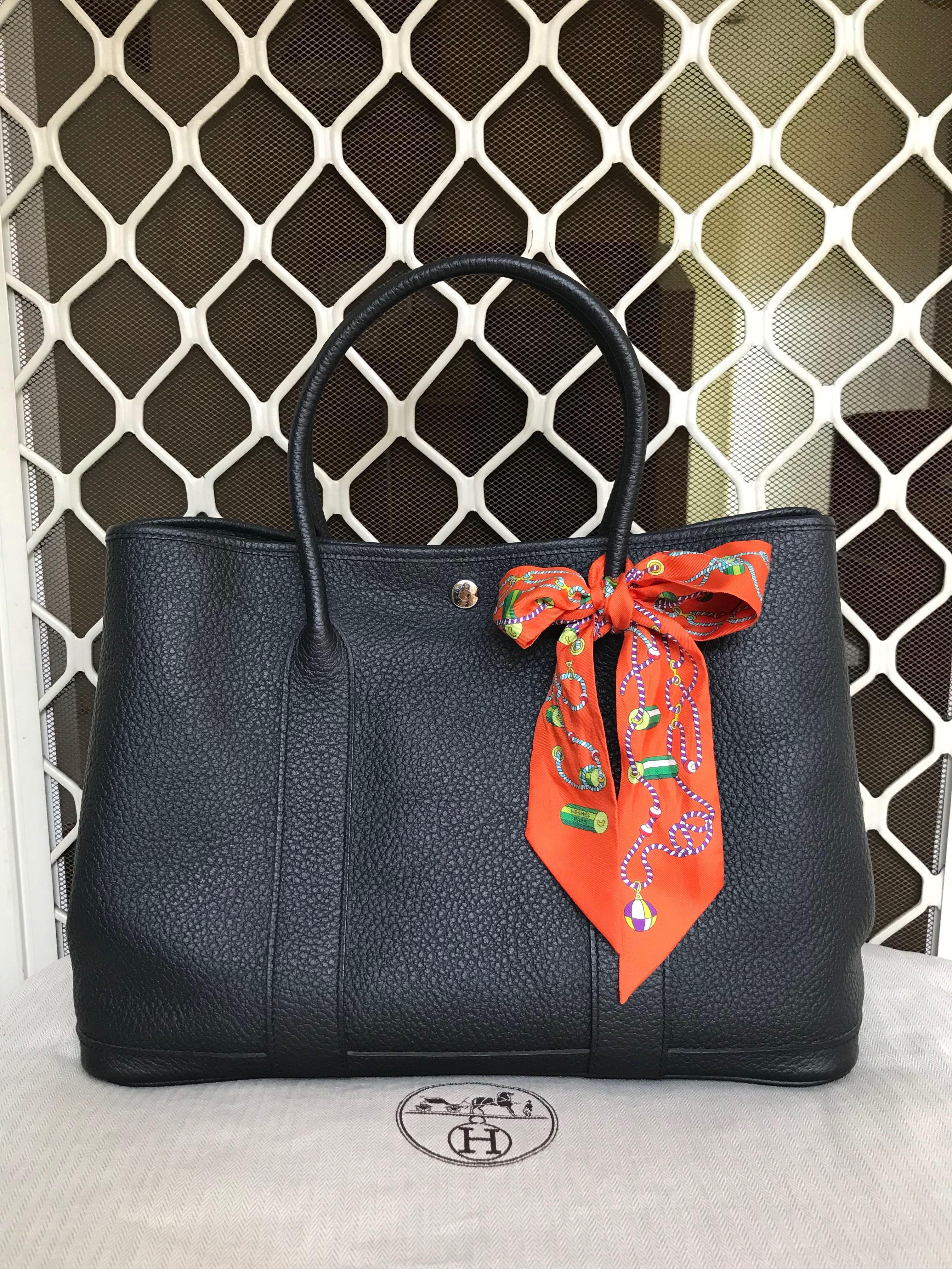 Hermes Garden Party Tote ia And Leather 36 Brown