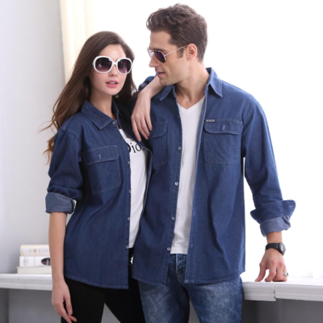 Men s Denim Shirt Couple Shirt Jacket Overalls Long Sleeve