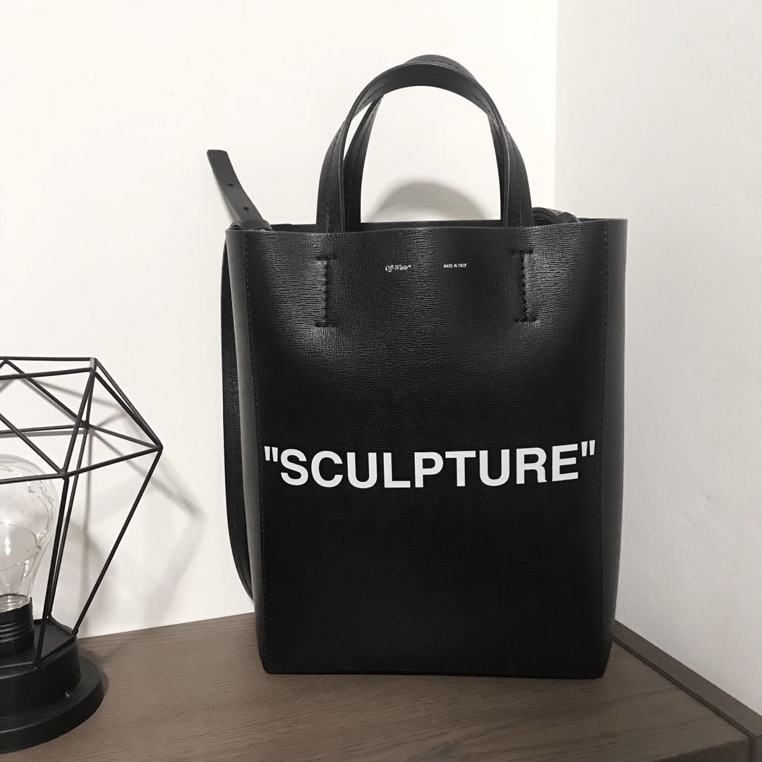 OFF-WHITE Calfskin Sculpture Tote Bag Black 1030831