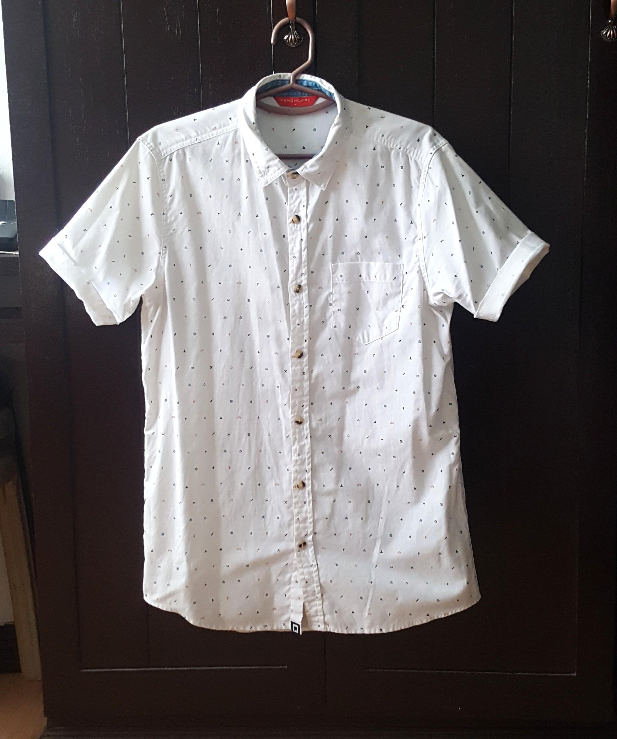 Penshoppe White Printed Polo Men s Fashion Tops Sets Tshirts