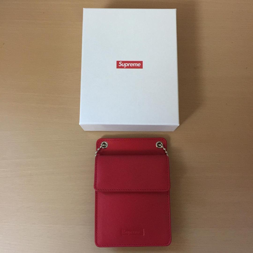 Supreme Leather ID Holder + Wallet Red, 男裝, 袋, 腰袋、手提袋